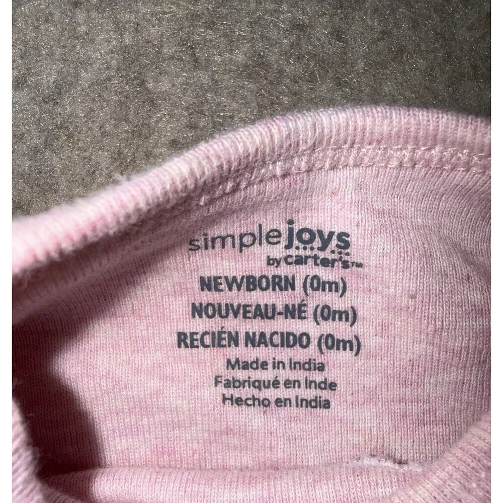 Carters Simple Joys Baby Girl Newborn Pink Gown Long Sleeve Bunny